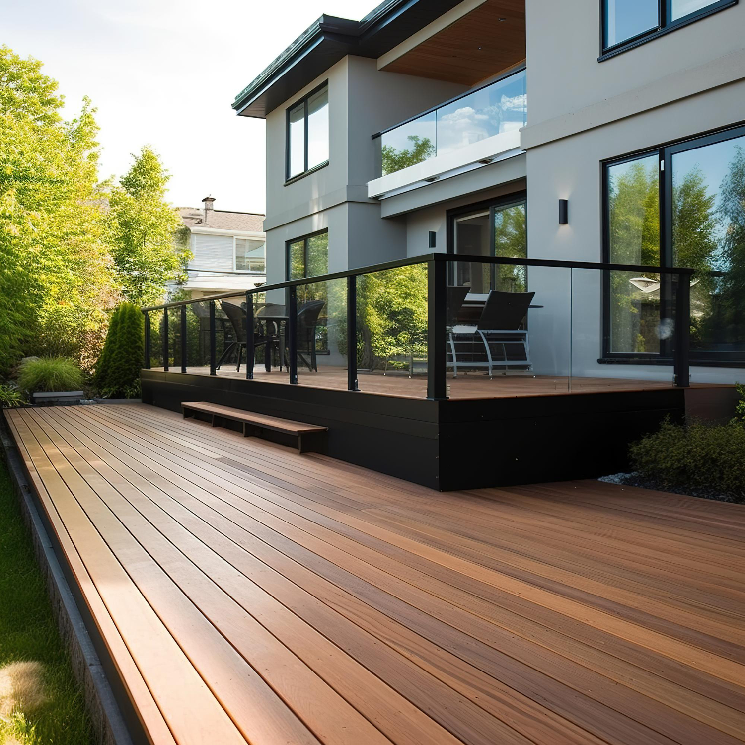 Custom wooden deck construction project by professional remodeler in San Bruno