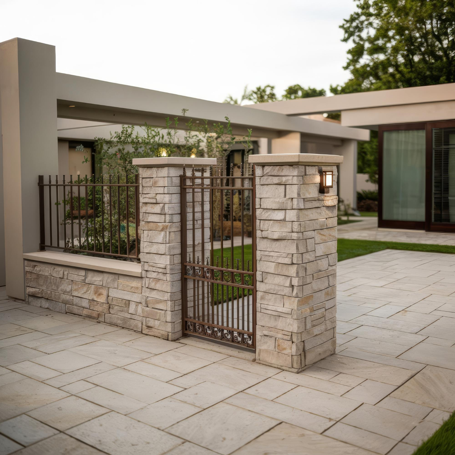Professional retaining wall construction project by Tigerwood Company remodelers