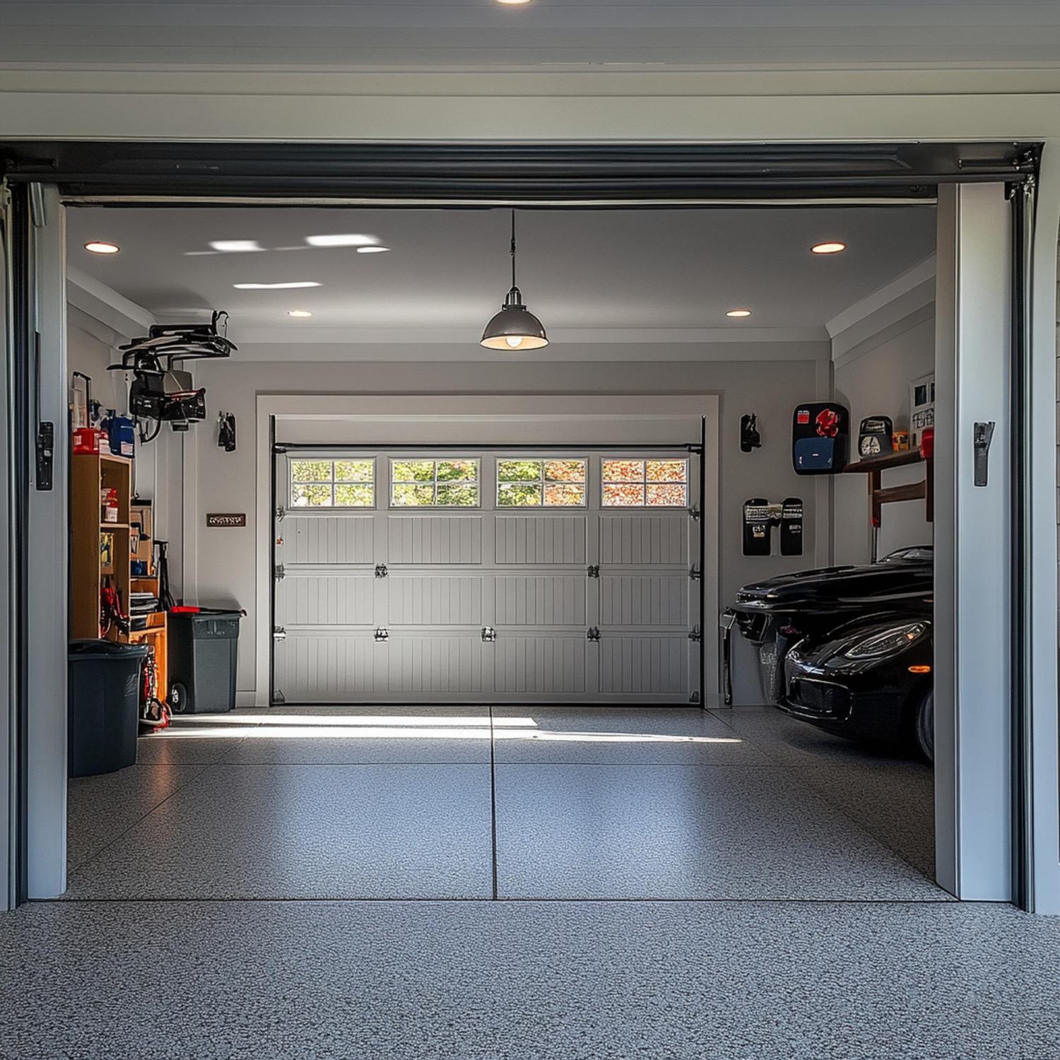 Garage remodeling transformation showing before and after renovation results
